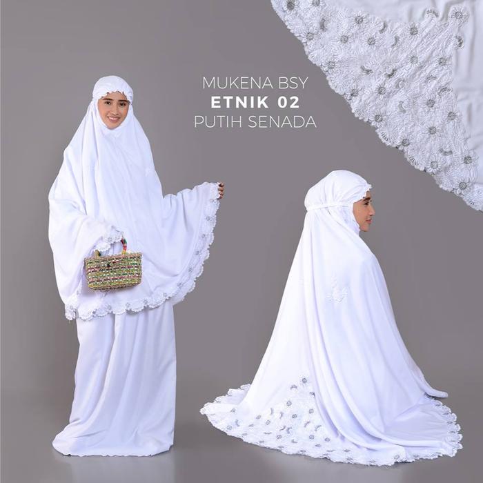 Pusat Mukena Indonesia Tasikmalaya Mukena mewah / Mukena dewasa / Mukena bali / Mukenah / Mukena katun jepang / Mukenah Wanita / Mukena Putih / Mukenah Murah / Mukenah Jumbo / Mukenah Remaja / Mukenah Dewasa BSY Etnik 02 Putih Senada