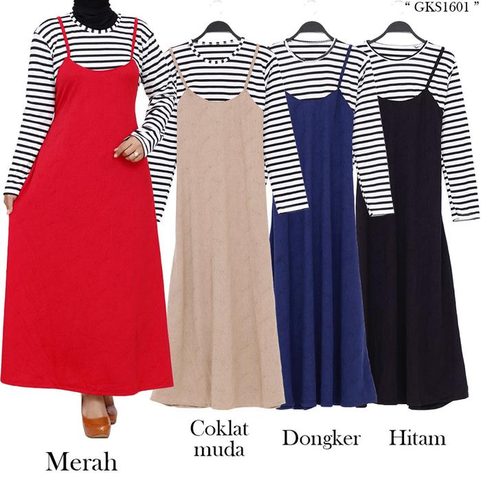 Baju Gamis Overall Murah Motif Salur Bahan Jaguar emboss / Fashion / Fashion Wanita / pakaian / pakaian wanita / Baju Muslim / baju muslim wanita / Baju Muslim & Jumpsuit / gamis / gamis muslim wanita