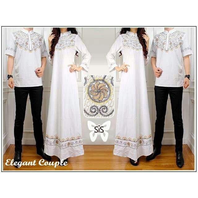 (TERBARU) Elegant Couple Putih Gamis Baju Muslim Wanita Syari Jepang Jumbo Model Terbaru Harga Promo Murah ()