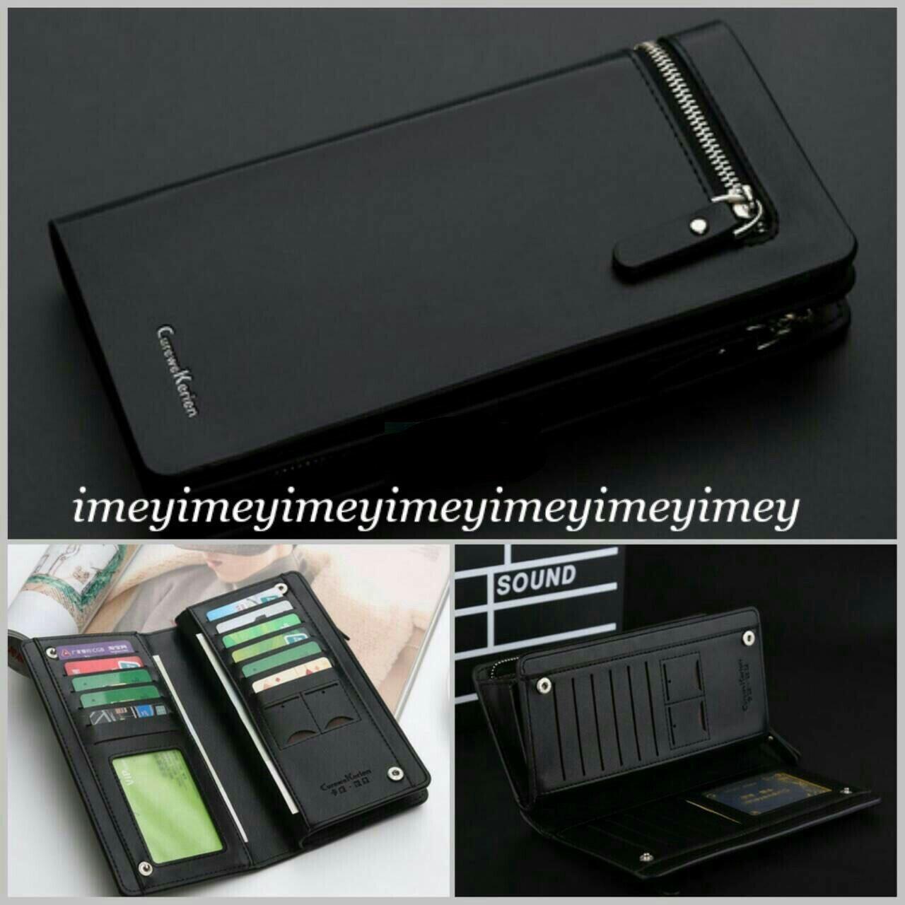 Elthree Fashion Dompet Pria Panjang Model Terbaru Long Wallet Purse PU Leather Multicard Handbag Zipper - Hitam