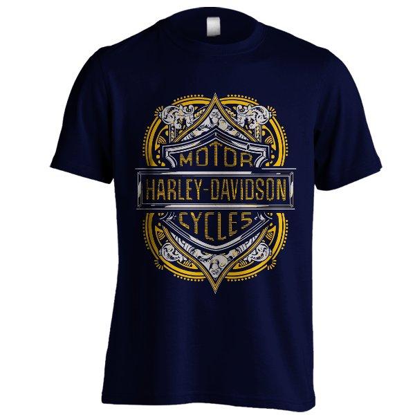 Kaos Harley Davidson Emblem 02 Gold Gy Navy Biru Dongker Baju Distro Motor Cycles Motor Gede Ukuran Besar BigSize XXXL
