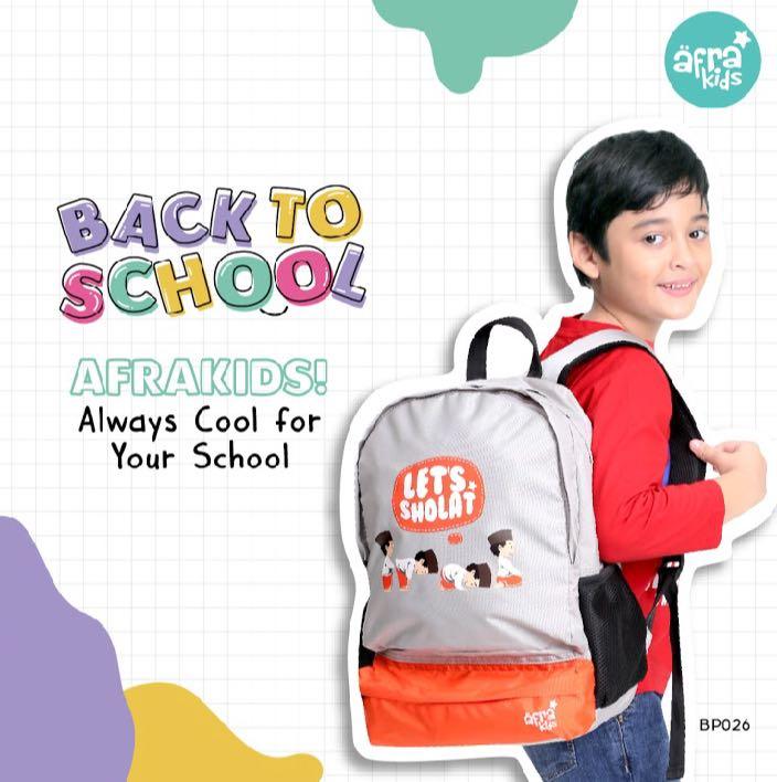 Tas Backpack Afrakids - Lets Sholat cowo - Tas Anak yg kuat dan Islami