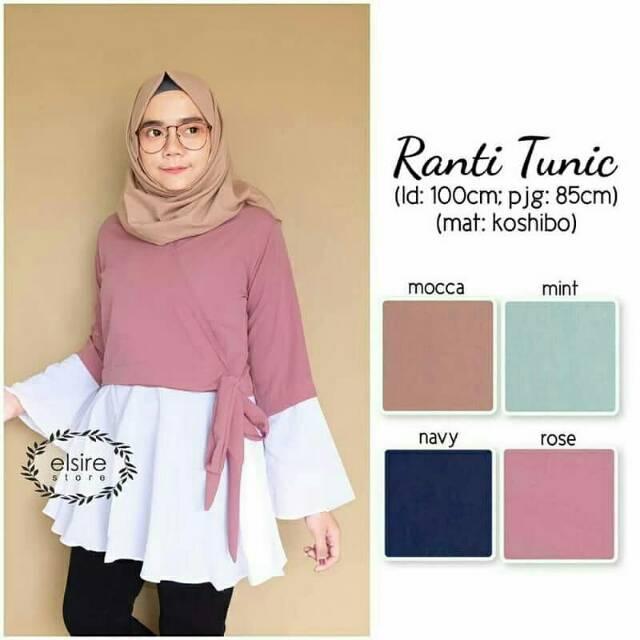 Ranti Tunic Baju Atasan Cewek Blouse Kemeja Panjang Muslim Murah