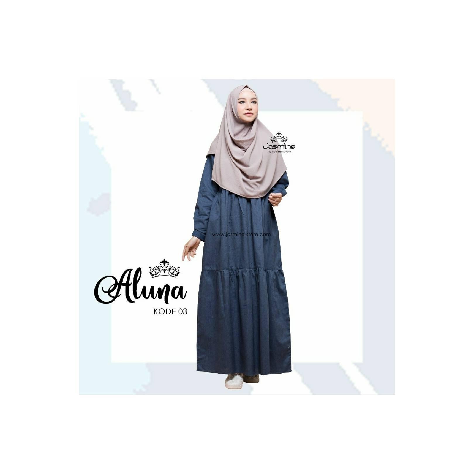 Gamis JASMINE ALUNA 03 Navy Royal Soft Denim