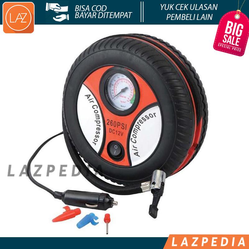 Laz COD - Pompa Ban Bentuk Ban Mobil Portabel 12V Air Compressor / Pompa Ban Mobil / Pompa Ban Listrik Portable / Pompa Elektrik Air Compressor Angin Mini Portable 12V
