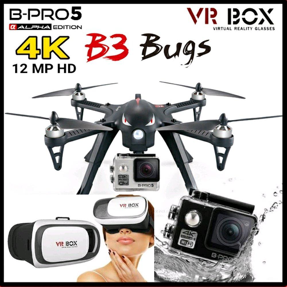 Drone Mjx Bugs 3 With Kamera Action Cam Kogan 12 Mp 4K - Bukan Xiaomi Yi - GoPro Hero Tapi Bpro B-Pro Alpha 5 Plus VR BOX