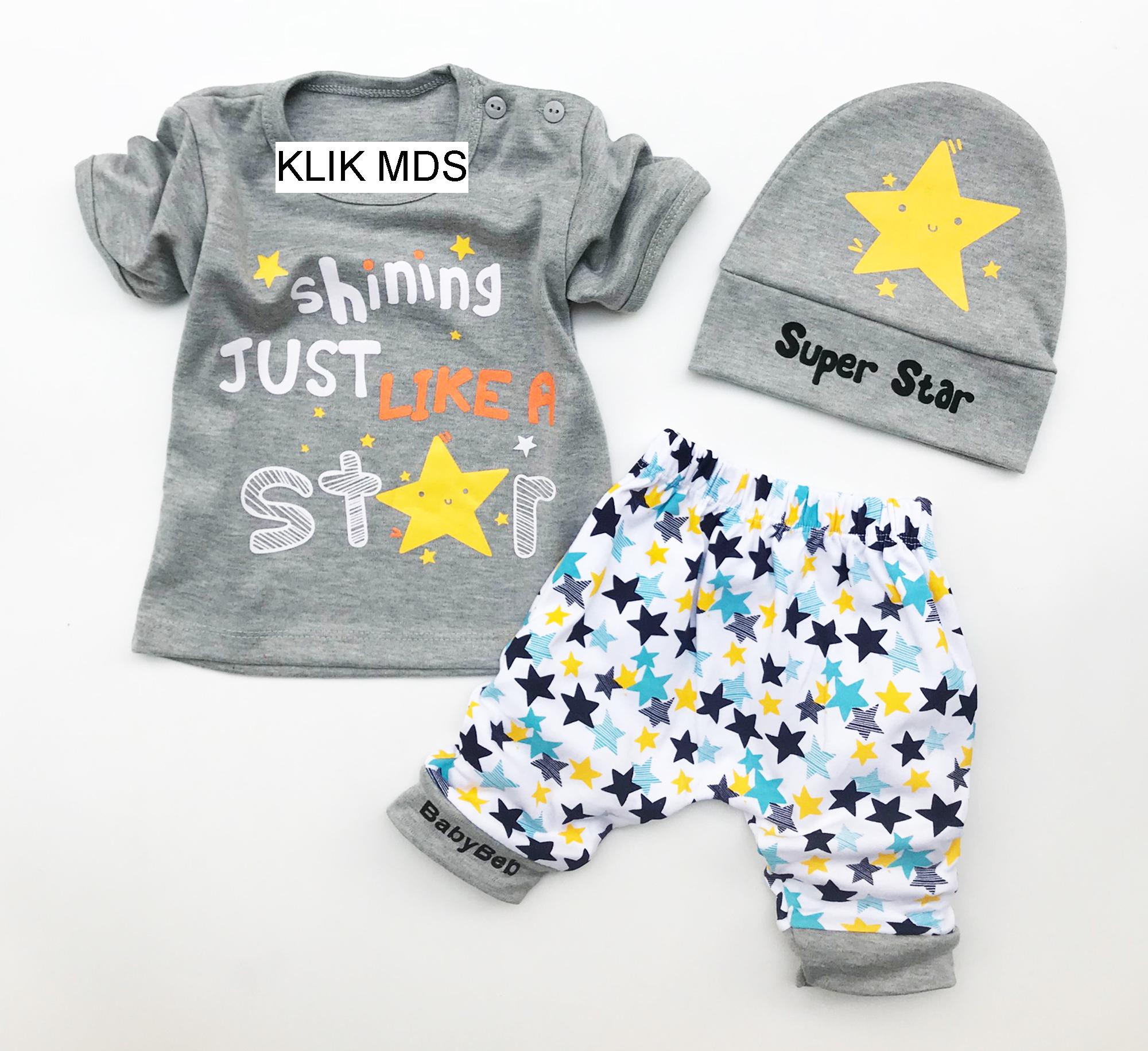 Pakaian Bayi 6 Bulan s d 3 Tahun Klik Mds Baju Bayi Anak Setelan Atasan dan Celana Motif Karakter Shining Just Like A Star