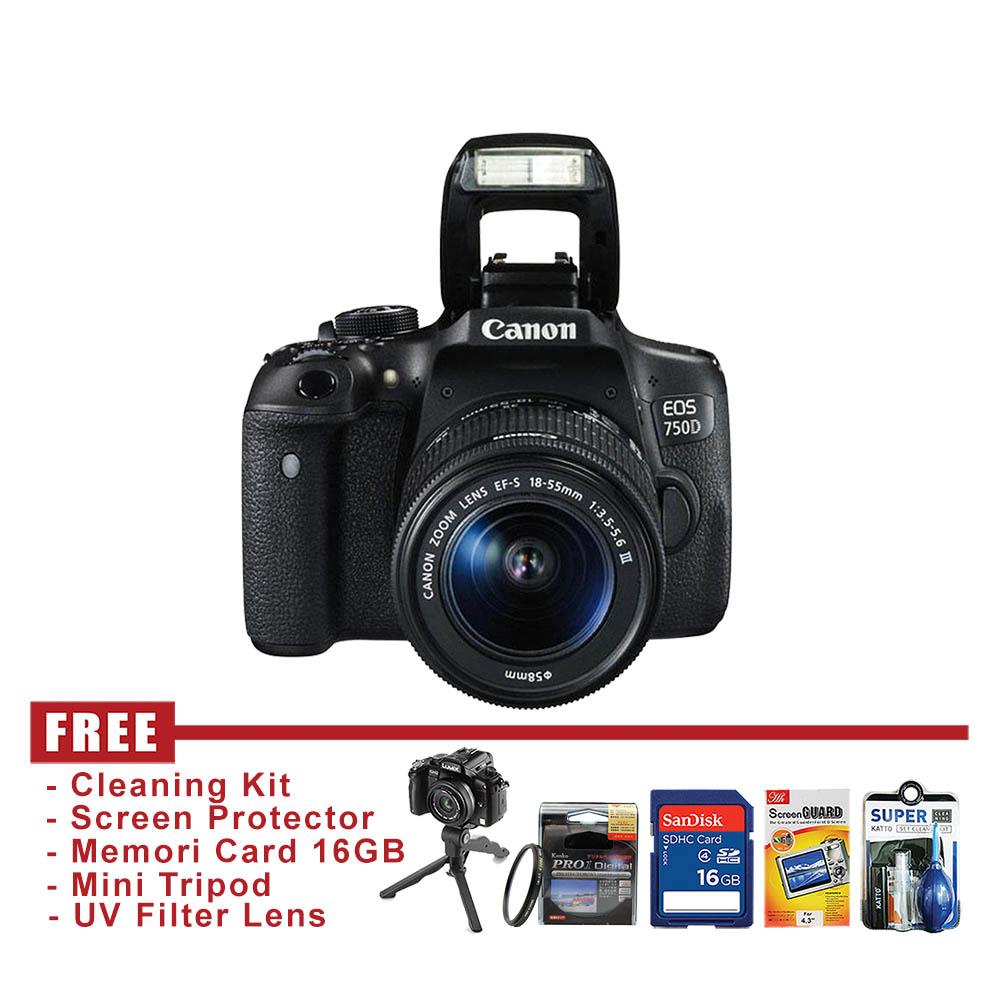Canon EOS 750D Kit EF-S 18-55MM III Kamera DSLR - FREE Accessories