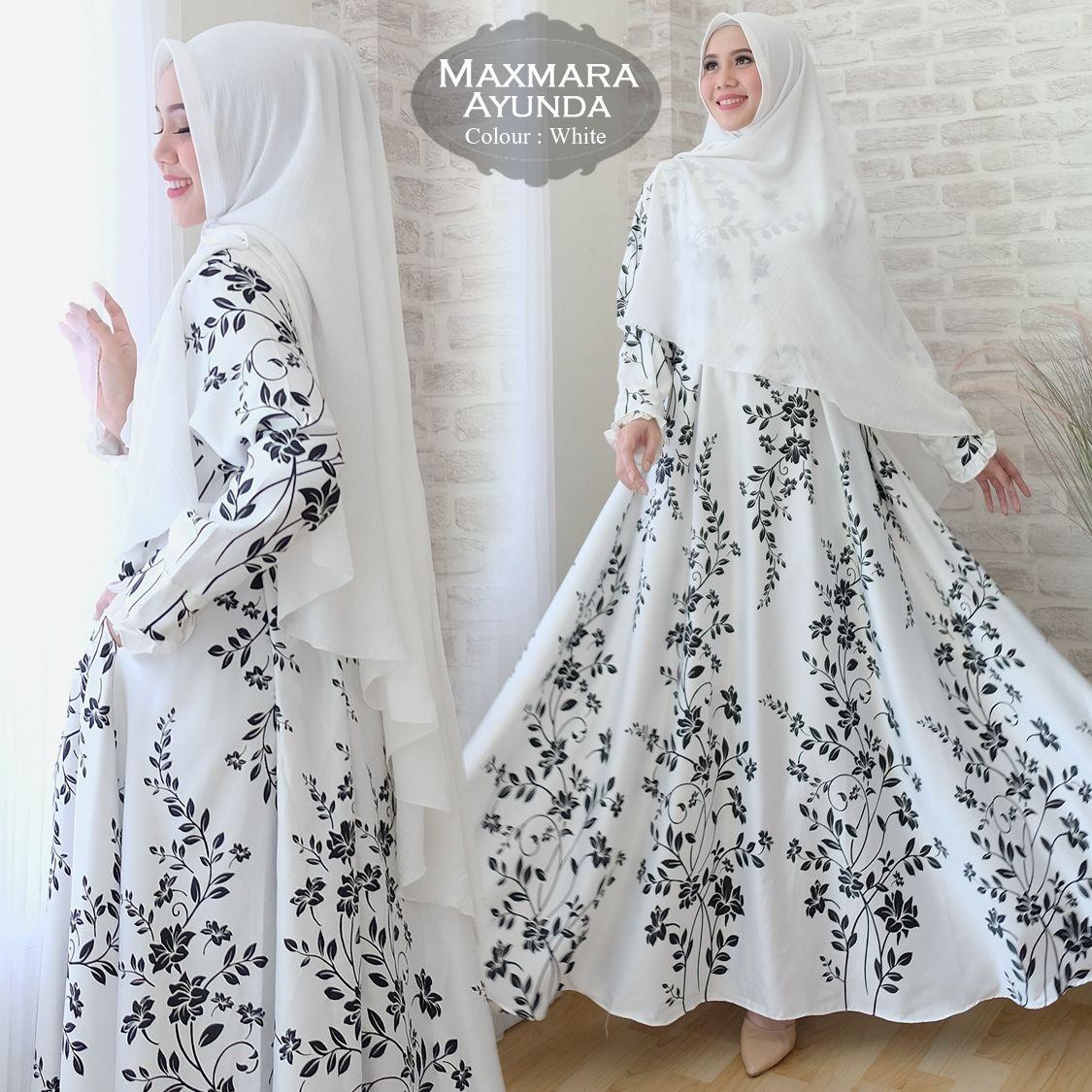 Baju Muslimah / Gamis Maxmara Plus Khimar Ayunda Warna Putih