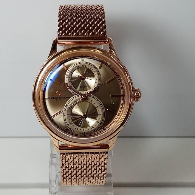 Charles Jourdan Jam Tangan Wanita Charles Jourdan CJ1059-2572M Multifunction Rosegold Stainless Steel