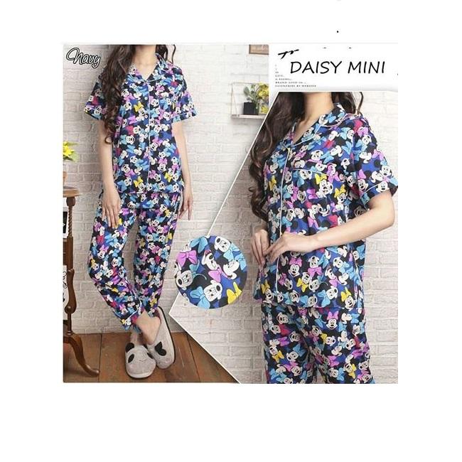 Baju Tidur Wanita Motif Daisy Mini - Piyama Ukuran All Size Wanita