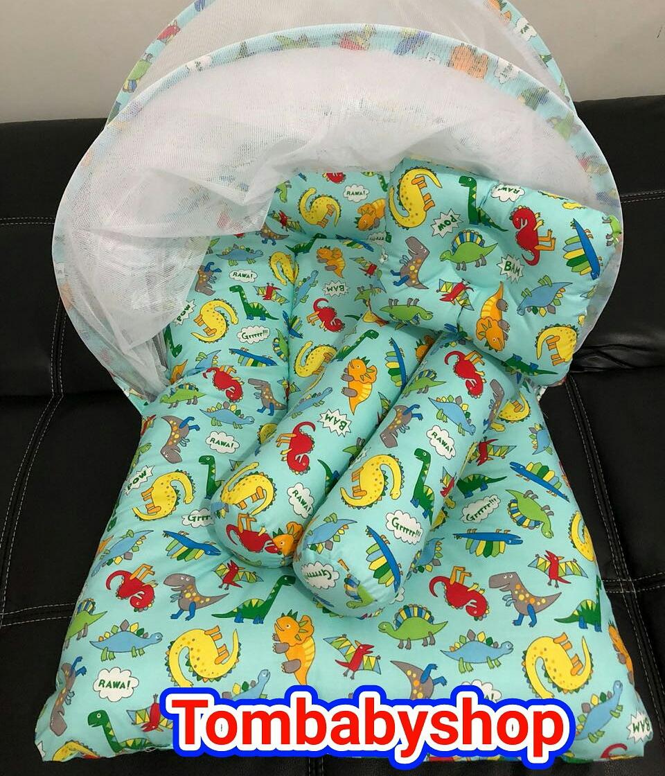 KASUR BAYI KELAMBU MOTIF DINO BIRU