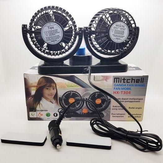 Kipas dua DC lighter mobil 12V model duduk double fan double blower