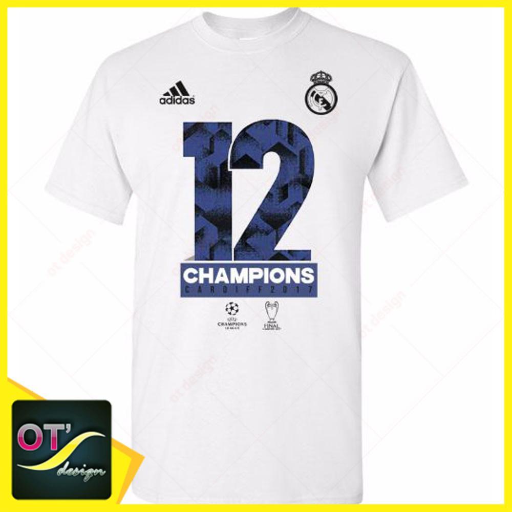 Kaos Real Madrid Duodecima Liga Champions 2017 Juara - Champion Winners Celebration Size S-XXL Putih OT DESIGN Aporla 12 A Por La CHAMP12NS
