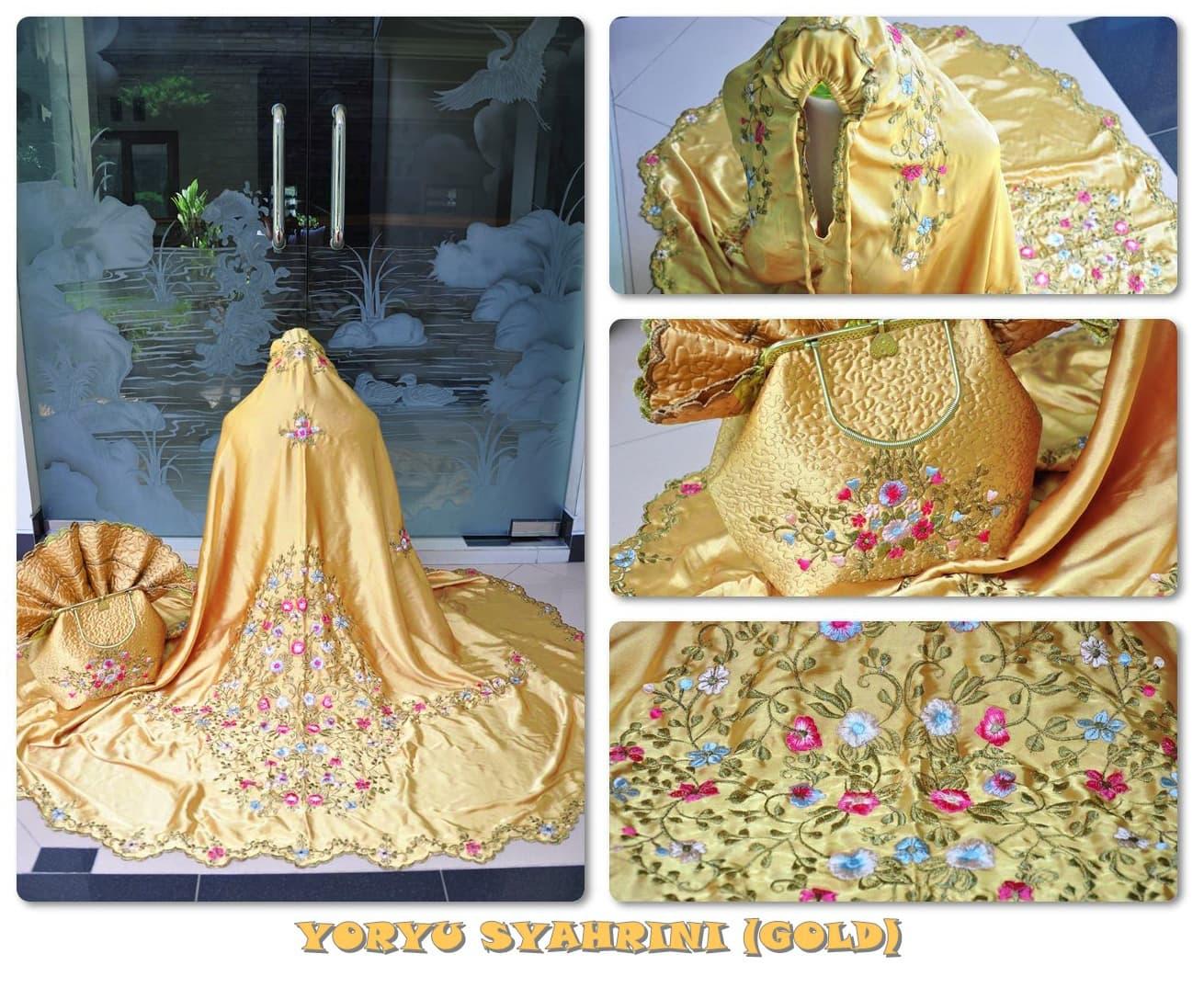 Mukena Murah. Bahan Satin Yoryu. Warna Emas. Untuk Dewasa