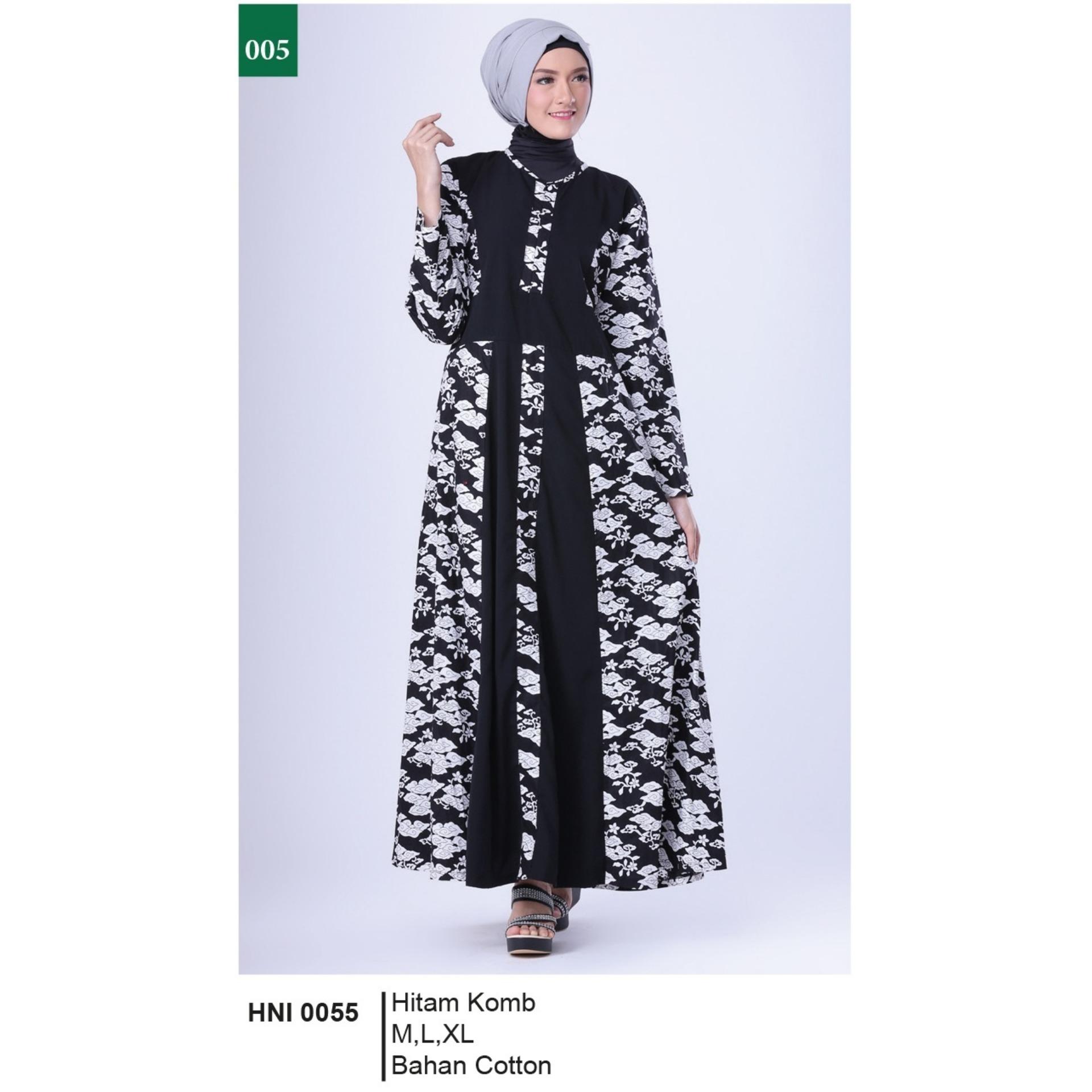 Baju Gamis Muslimah Bahan Catton - Hitam Kombinasi