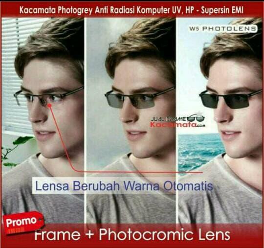 Best Seller!! Kacamata Antiradiasi Berubah Warna Grey (Frame + Lensa Photocromic) - ready stock