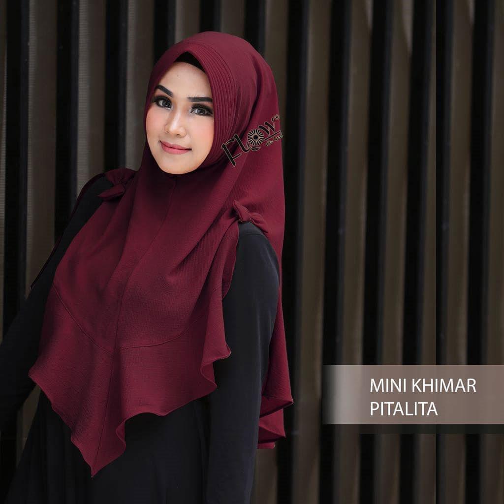 Mini Khimar Pita Lita Maroon / Hijab Cantik / Vanilla Hijab / Jilbab Terbaru / Hijabers / Khimar / Pet Antem / Grosir Jilbab