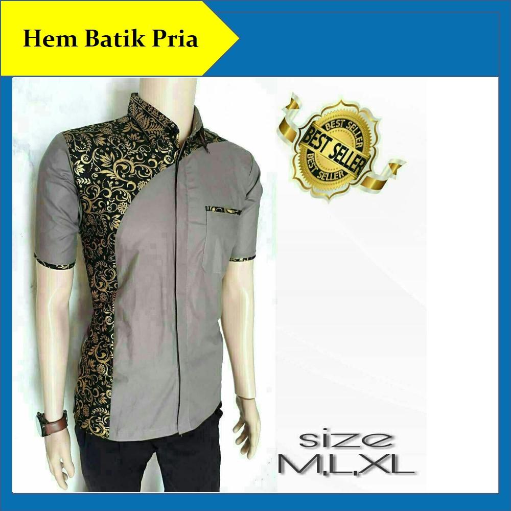 Hem Batik Pria Kemeja Batik Pria Kombinasi Modern Baju Batik Seragam Kantor