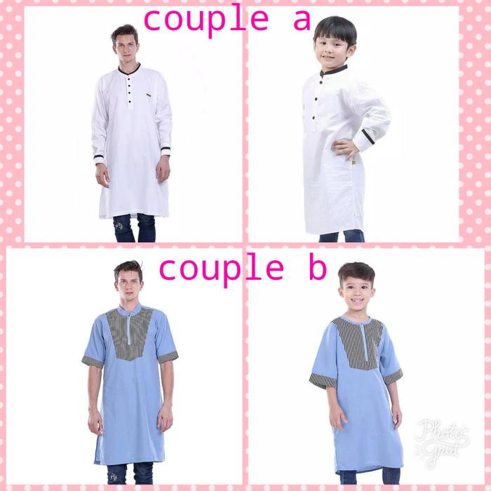 baju koko couple ayah&anak, gamis koko pasangan ayah&anak bagus