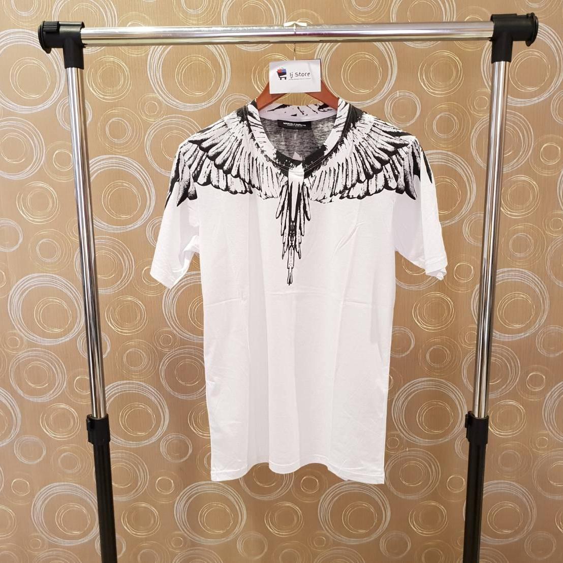 Kaos marcelo burlon black wing import distro high quality putih unisex