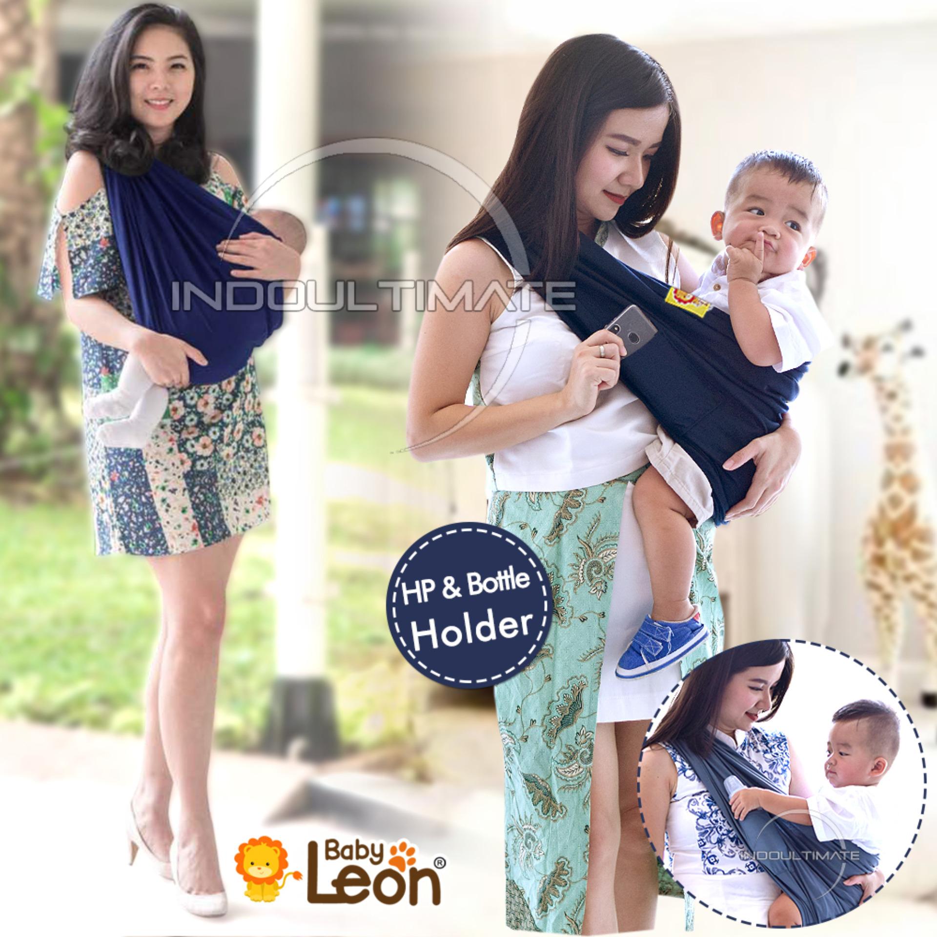 BABY LEON GENDONGAN Bayi Kaos/Geos/selendang Bayi Praktis BY 44 GB Polos Ukuran M - Navy Blue