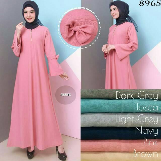 Baju Gamis Wanita Gamis Fashion Remaja Gamis Bahan Kulit Jeruk 016686 BROWN