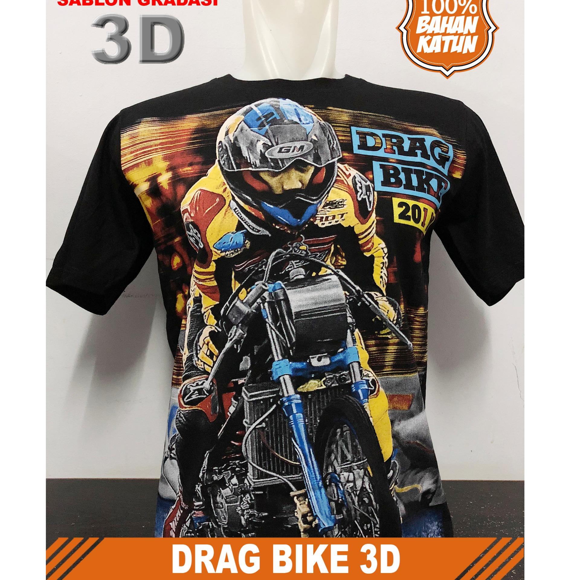 Anime ID - Kaos T-Shirt Distro / kaos Pria / Tshirt Pria / Distro Pria / Baju Pria Racing 3D Drag Bike - Hitam