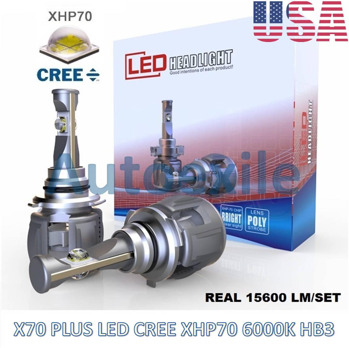 X70 Plus LED HB3 9005 60W 15600LM CREE XHP70 6000K Lampu Mobil Putih XHP 70 BRV CRV Innova Reborn Fortuner Rush New Pajero Terios XI New Civic Celica