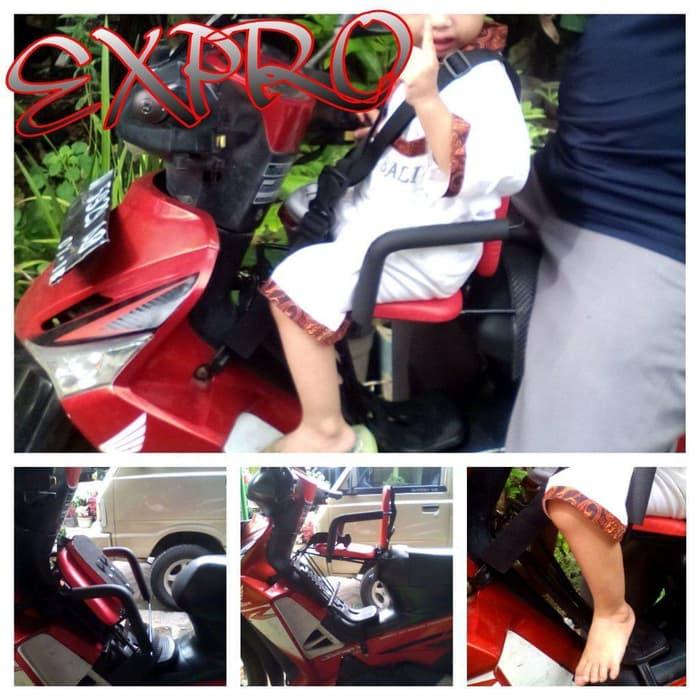 KURSI BONCENGAN ANAK DEPAN (MOTOR BEBEK) - Merk EXPRO ||| JOK motor anak | sarung| hidrolik| sandaran belakang | kulit| custom | nmax | cover| jaring| vario | beat | sandaran| cover| variasi | c70 | mio | cb | rx king |