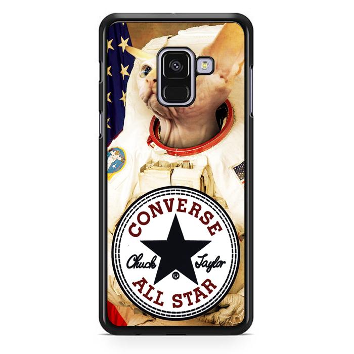 Casing Hardcase Samsung Galaxy A8 Plus 2018 Motif Astronaut Cat Converse W3097