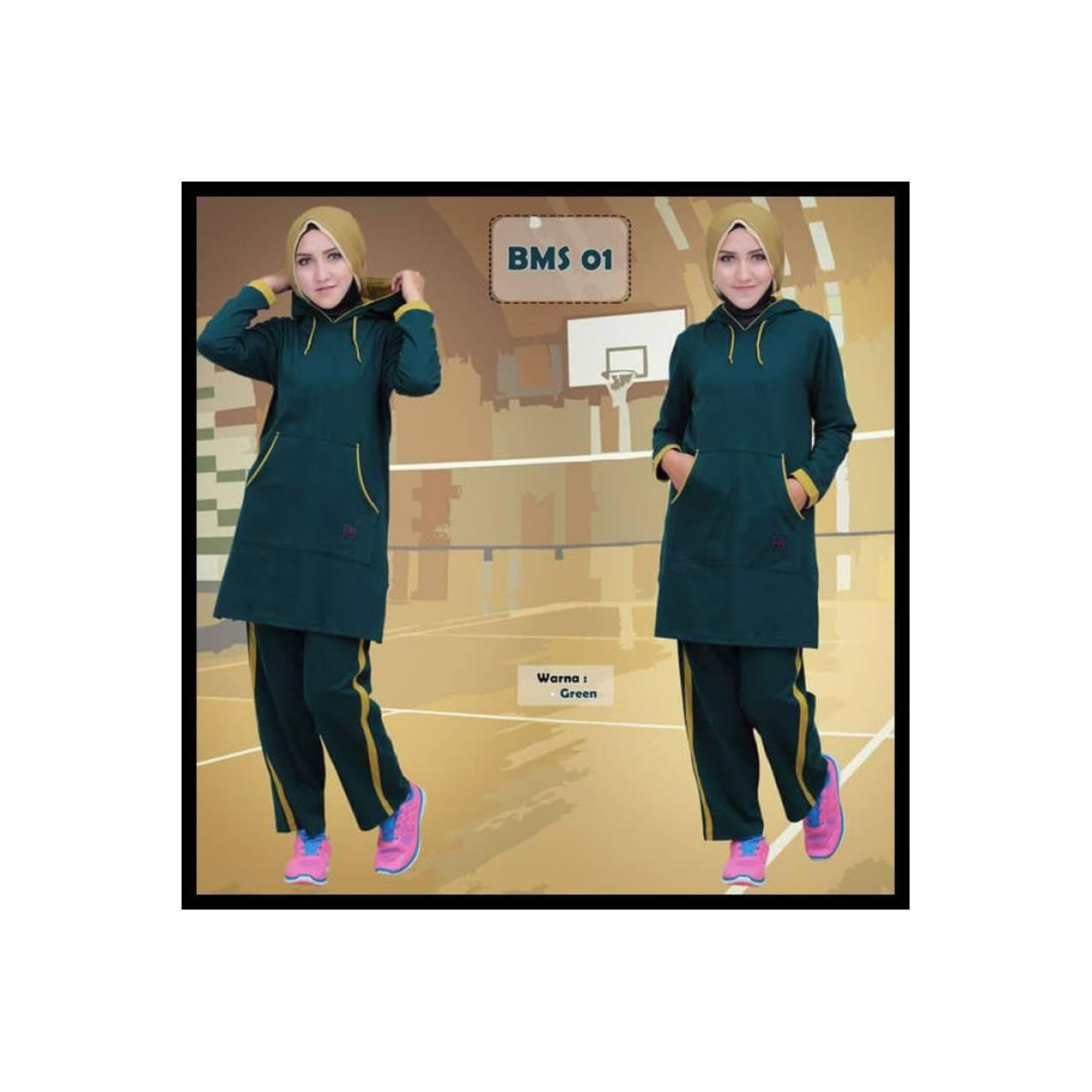(Sale!!) Baju Olahraga Kaos Muslimah Believe Bms 01 Green !
