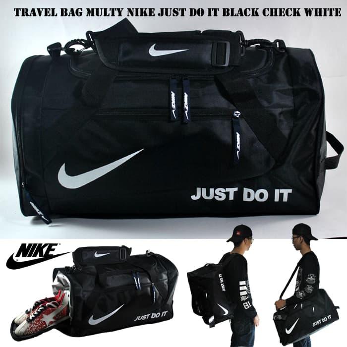 Sedang Diskon!! TAS OLAHRAGA TRAVEL BAG 3 IN 1 NIKE JUST DO IT HITAM PUTIH - ready stock