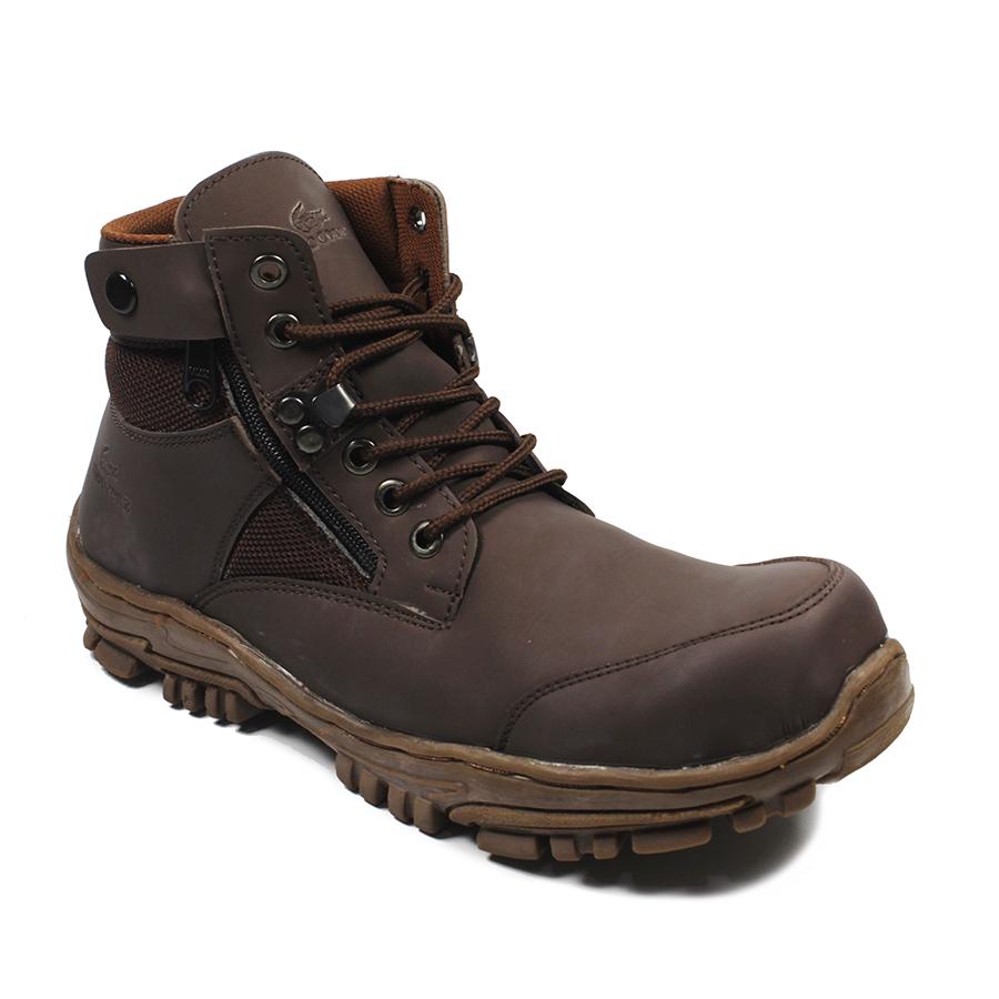 big sale sepatu safety boots crocodile jointer delta sleting zipper boots ujungbesi work tracking hiking touring bikers outdoor - coklat