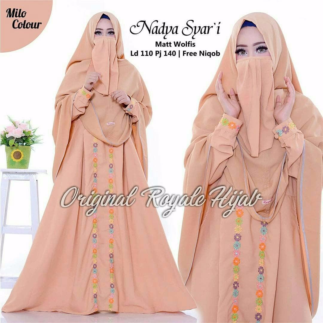 Gamis Nadya Syari Dress Wolfice Baju Wanita Panjang Muslim Casual Wanita Pakaian Hijab Modern Baju Gaun Pesta Modis Trendy Terbaru 2018