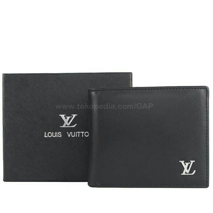 Best Seller - Dompet Kulit Pria Tidur Import Branded Premium Quality - LV002 Black - Dompet