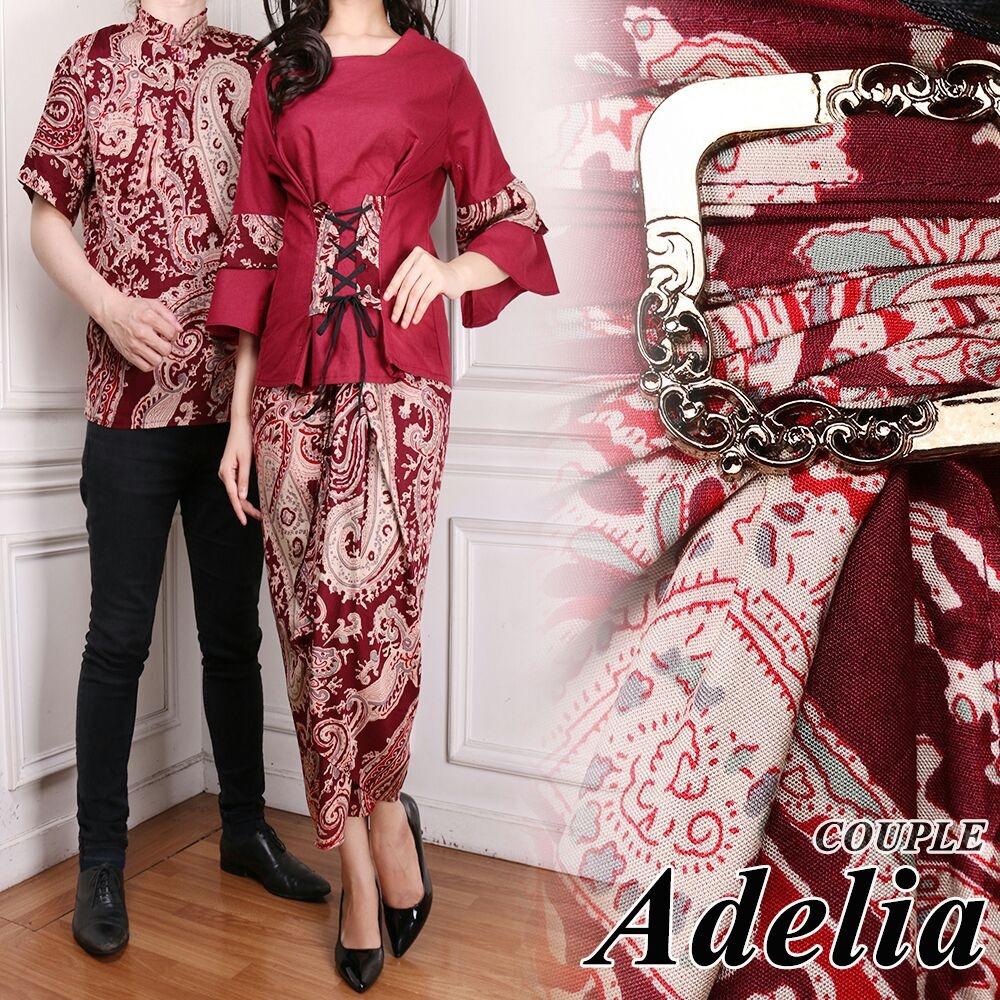 BAJU PASANGAN / COUPLE KEBAYA MODERN ADELIA WARNA MAROON DAN KEMEJA PRIA