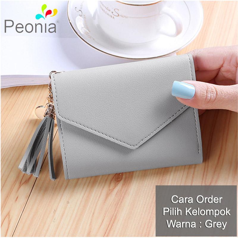 Peonia - Dompet Wanita Kecil Lipat Import - Korea Fashion Style - Tassel Heart Short