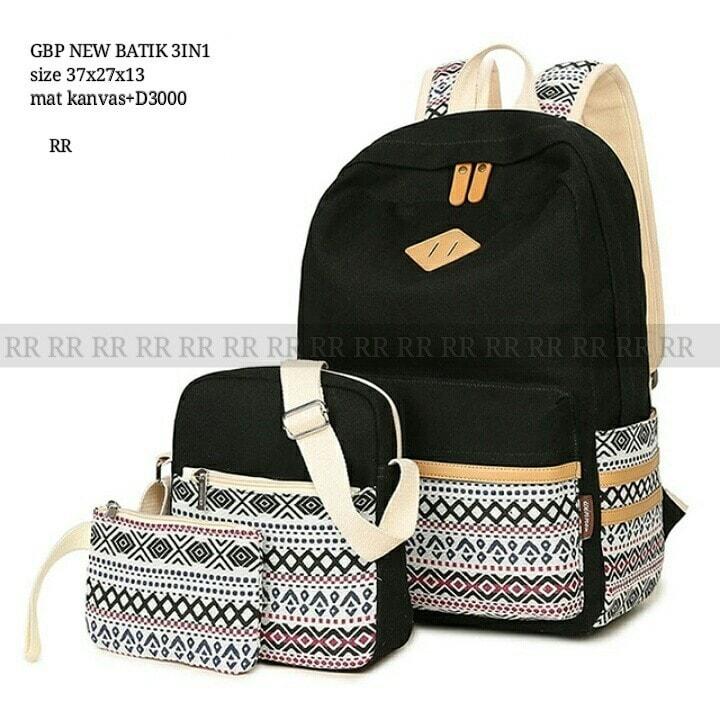 Jual Tas Ransel Gendong Punggung Sekolah Anak / Cewek Wanita Etnik 3in1 HTM Promo