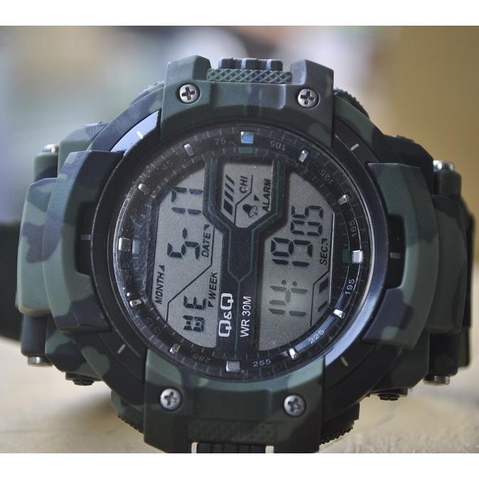 JAM TANGAAN PRIA SPORT ORIGINAL Q&Q WATERESIST 50M BUAT BERENANG ARMY HARGA MURAH