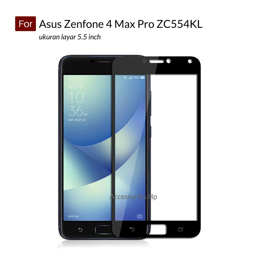 Full Cover Tempered Glass Warna Screen Protector for Asus Zenfone 4 Max Pro ZC554KL - Black