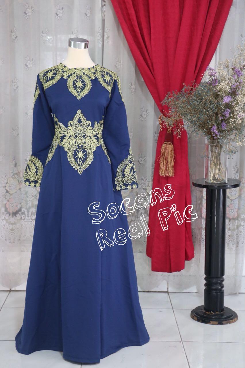 MAXI RISNAYA GAMIS CANTIK Gaun Pesta Kondangan Lebaran Baju Muslim MEWAH Emas