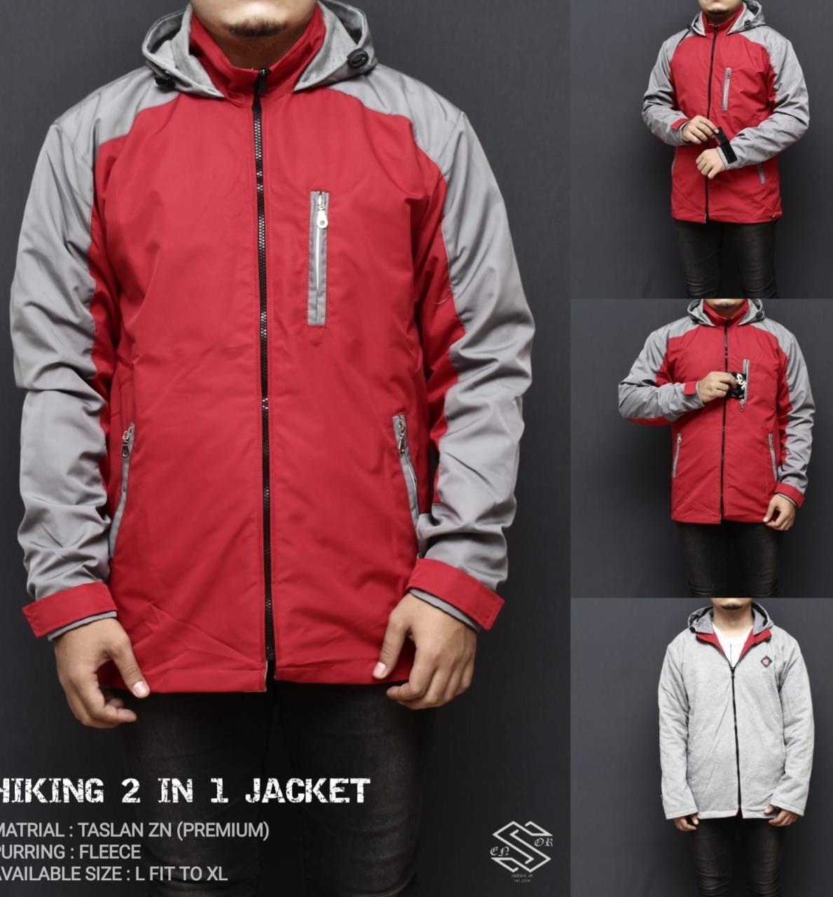 Jaket bolak balik hiking wind breaker bahan taslan premium size L XL