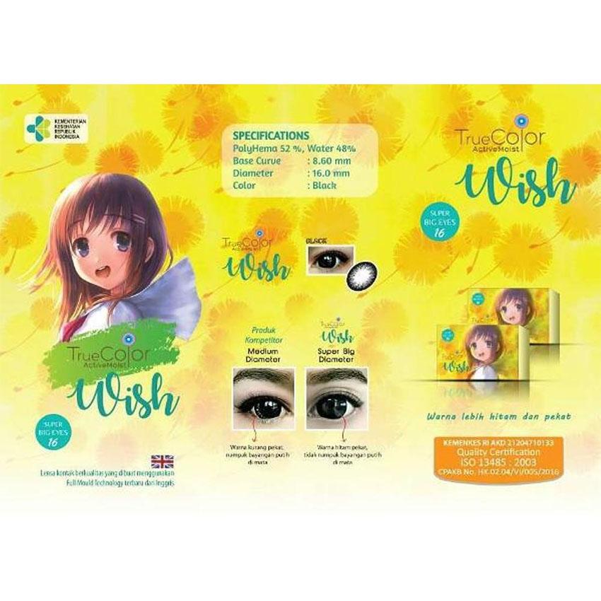 True Color Wish Softlens -Warna Black (Hitam) + FREE Lenscase