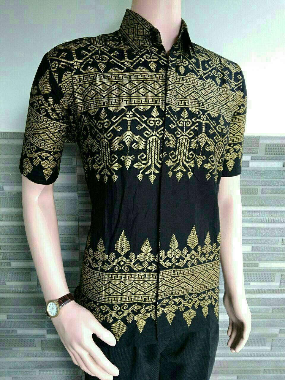Kemeja Hem Batik Pria Prada Anjani Gold Harga Grosir Diskon Murah