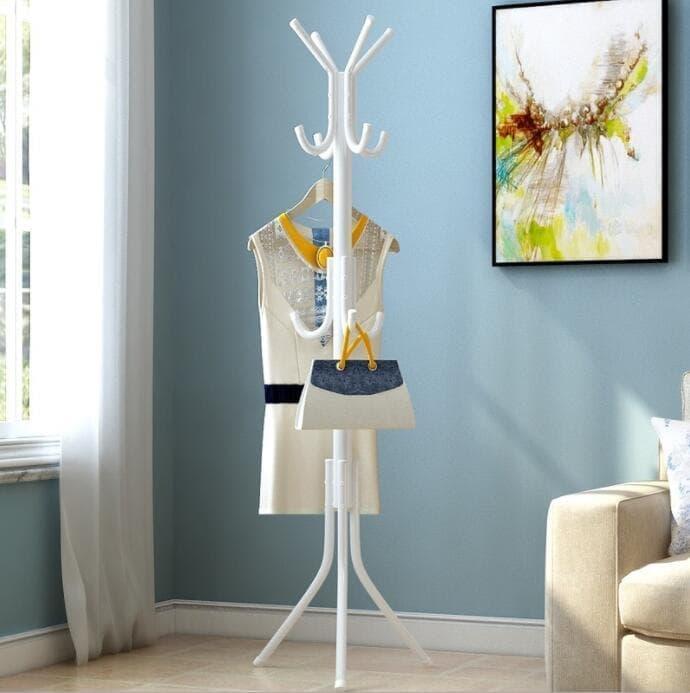 Multifunction Stand Hanger/Gantungan Berdiri/Hanger Gantungan Baju Tas - Putih Sedia juga rak piring/rak buku/rak dinding/raket badminton/rak tv/rak piring stainless