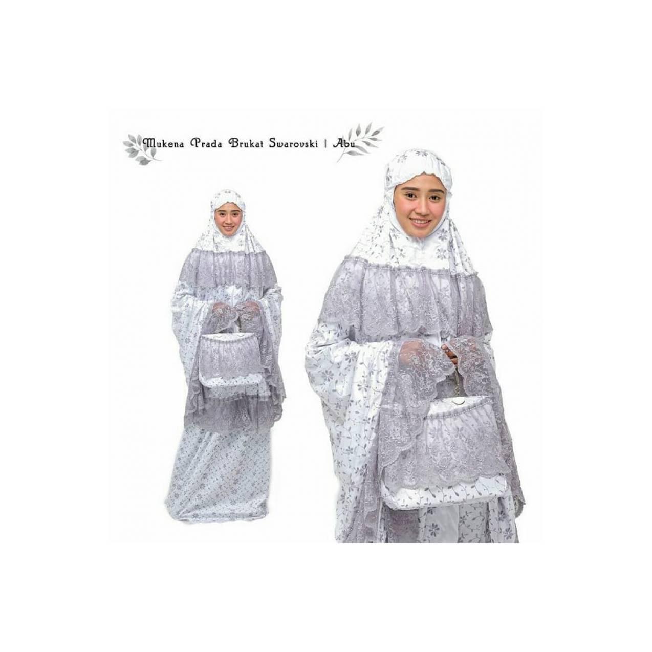 MUKENA DEWASA BEHEL PRADA BRUKAT SWAROVSKI ABU MADE IN TASIKMALAYA