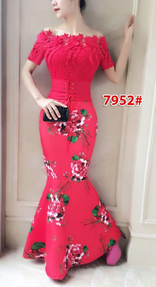 7952# Longdress scuba / longdress brokat / longdress fashion import / baju pesta import / gaunpanjang