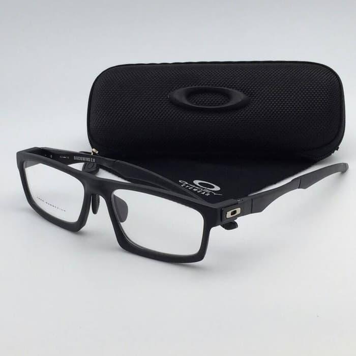DISKON!! Frame KACAMATA OAKLEY backwind hitam logo silver