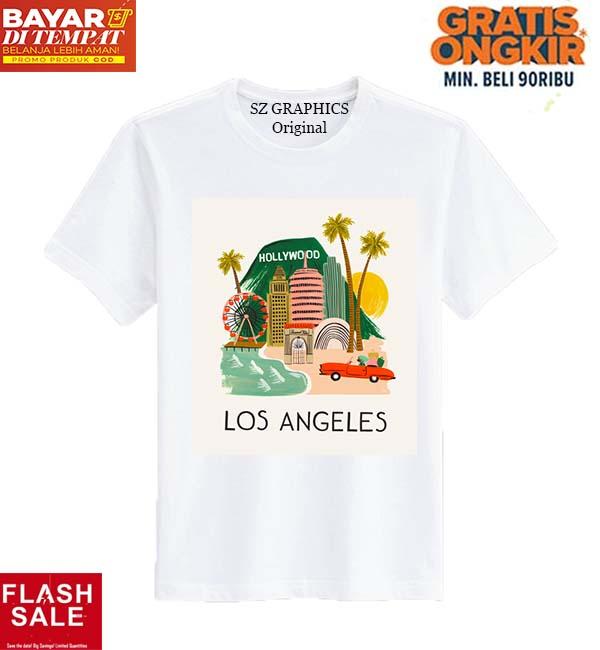 Sz Graphics Los Angeles T Shirt Wanita Kaos Wanita T Shirt Fashion Wanita T Shirt Kaos Distro Wanita - Putih